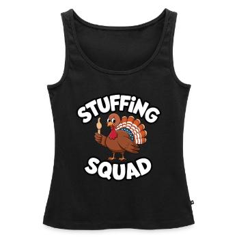 Dinde drôle de Thanksgiving - Débardeur bio Premium Femme - noir - Devant - AI Model Female 172 light (172cm)