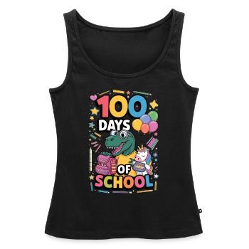 100e jour d’école 100 jour d’école des enfants - Débardeur bio Premium Femme - noir - Devant - AI Model Female 172 light (172cm)