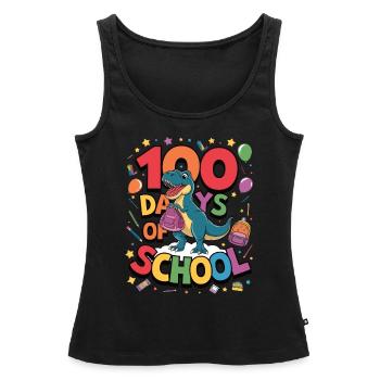 100e jour d'école 100e jour d'école pour les enfants - Débardeur bio Premium Femme - noir - Devant - AI Model Female 172 light (172cm)