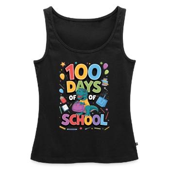 100e jour d’école 100 jour d’école des enfants - Débardeur bio Premium Femme - noir - Devant - AI Model Female 172 light (172cm)