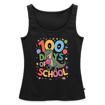 100e jour d’école 100 jour d’école des enfants - Débardeur bio Premium Femme - noir - Devant - AI Model Female 172 light (172cm)
