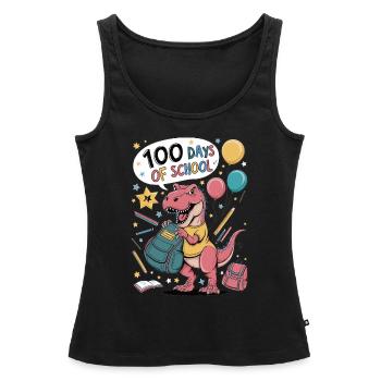 100e jour d’école 100 jour d’école des enfants - Débardeur bio Premium Femme - noir - Devant - AI Model Female 172 light (172cm)