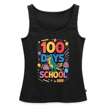 100e jour d’école 100 jour d’école des enfants - Débardeur bio Premium Femme - noir - Devant - AI Model Female 172 light (172cm)