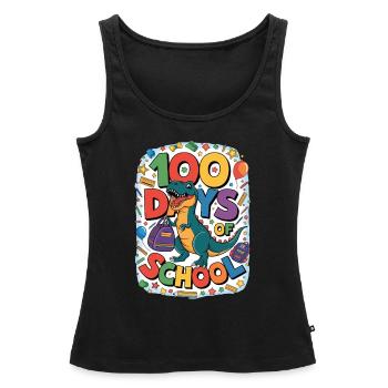 100e jour d’école 100 jour d’école des enfants - Débardeur bio Premium Femme - noir - Devant - AI Model Female 172 light (172cm)