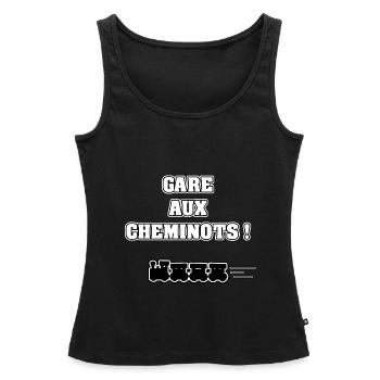 STATION IN THE CHEMINOTS! -WOOD OF WORDS - FRANCOIS VILLE - Women’s Premium Organic Tank top - black - Front - AI Model Female 172 light (172cm)