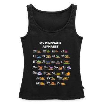 Alphabet des dinosaures - Débardeur bio Premium Femme - noir - Devant - AI Model Female 172 light (172cm)