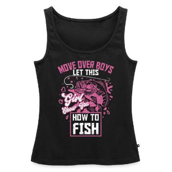 Angeln Fischen Anglerin Geschenk - Frauen Premium Organic Tank Top - Schwarz - Vorne - AI Model Female 172 light (172cm)