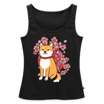 Shiba Inu Cherry Blossom - Frauen Premium Organic Tank Top - Schwarz - Vorne - AI Model Female 172 light (172cm)