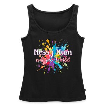 Best Mom - Messy Mum colorful World - Women’s Premium Organic Tank top - black - Front - AI Model Female 172 light (172cm)