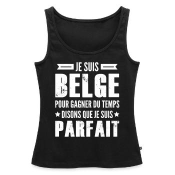 belge parfait / humour belge - Débardeur bio Premium Femme - noir - Devant - AI Model Female 172 light (172cm)