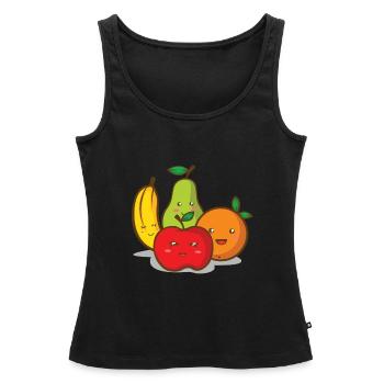 Kawaii Obst Frucht Banane Apfel Birne Orange - Frauen Premium Organic Tank Top - Schwarz - Vorne - AI Model Female 172 light (172cm)