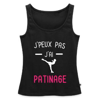 je peux pas j'ai patinage rose - Débardeur bio Premium Femme - noir - Devant - AI Model Female 172 light (172cm)