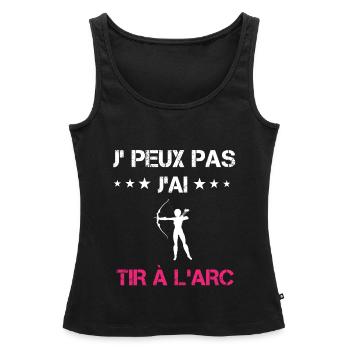 je peux pas j'ai tir à l'arc cadeau rose - Débardeur bio Premium Femme - noir - Devant - AI Model Female 172 light (172cm)