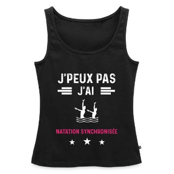 je peux pas j'ai natation drôle femme - Débardeur bio Premium Femme - noir - Devant - AI Model Female 172 light (172cm)