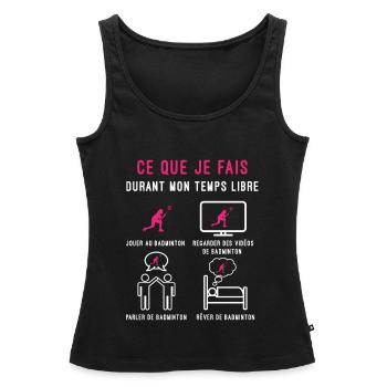 badminton temps libre cadeau badiste femme - Débardeur bio Premium Femme - noir - Devant - AI Model Female 172 light (172cm)