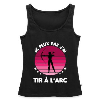je peux pas j'ai tir à l'arc vintage femme - Débardeur bio Premium Femme - noir - Devant - AI Model Female 172 light (172cm)