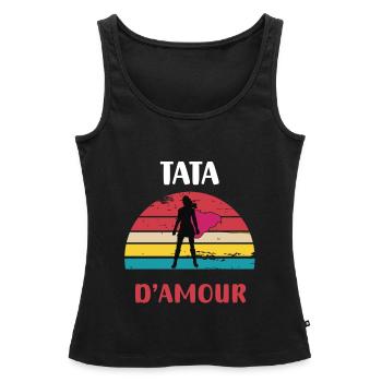 tata d amour retro vintage cadeau tante - Débardeur bio Premium Femme - noir - Devant - AI Model Female 172 light (172cm)