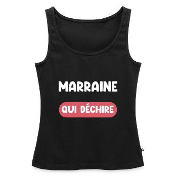 marraine qui déchire cadeau marraine - Débardeur bio Premium Femme - noir - Devant - AI Model Female 172 light (172cm)