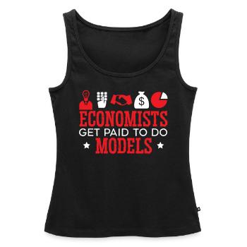Économiste Professeur d’économie Profession Économie - Débardeur bio Premium Femme - noir - Devant - AI Model Female 172 light (172cm)