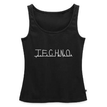Techno - Débardeur bio Premium Femme - noir - Devant - AI Model Female 172 light (172cm)