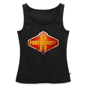 DDR FORTSCHRITT Ostalgie Vintage Logo - Frauen Premium Organic Tank Top - Schwarz - Vorne - AI Model Female 172 light (172cm)