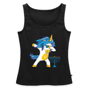 Rainbow Unicorn Yev Menorah Happy Hanukkah - Women’s Premium Organic Tank top - black - Front - AI Model Female 172 light (172cm)
