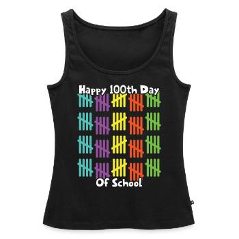 100e jour d’école Joyeux 100 jours d’école - Débardeur bio Premium Femme - noir - Devant - AI Model Female 172 light (172cm)