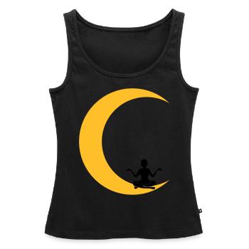 méditer lune yoga prier fitness femme s'aimer - Débardeur bio Premium Femme - noir - Devant - AI Model Female 172 light (172cm)