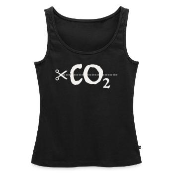 CO2 | Changement climatique, ciseaux, conservation de la nature - Débardeur bio Premium Femme - noir - Devant - AI Model Female 172 light (172cm)