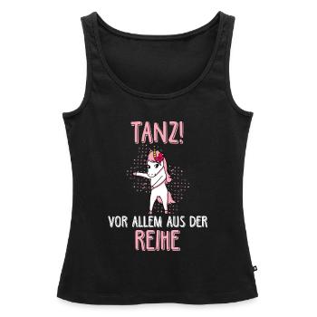 Einhorn Einhörner Tanz vor allem aus der Reihe - Frauen Premium Organic Tank Top - Schwarz - Vorne - AI Model Female 172 light (172cm)