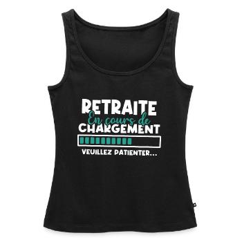 Retraite en cours de chargement - Débardeur bio Premium Femme - noir - Devant - AI Model Female 172 light (172cm)