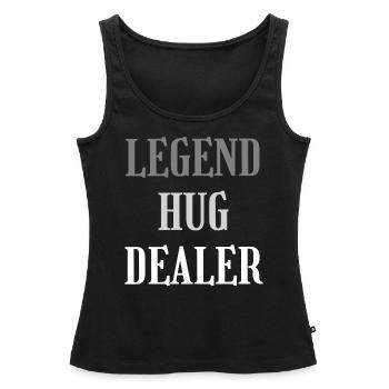 Legend Hug Dealer Blanc & Gris - Débardeur bio Premium Femme - noir - Devant - AI Model Female 172 light (172cm)
