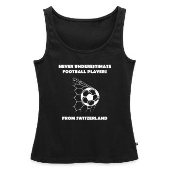 Fan de foot Joueur de foot Suisse Joueur de foot - Débardeur bio Premium Femme - noir - Devant - AI Model Female 172 light (172cm)