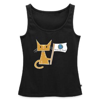 sauver la planète drapeau chat protection du climat - Débardeur bio Premium Femme - noir - Devant - AI Model Female 172 light (172cm)