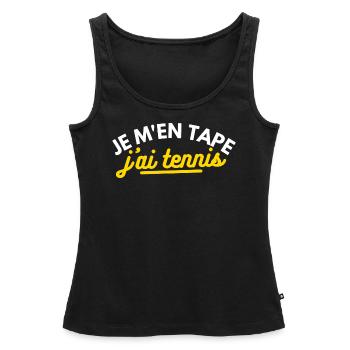 Je m'en tape j'ai tennis - Débardeur bio Premium Femme - noir - Devant - AI Model Female 172 light (172cm)
