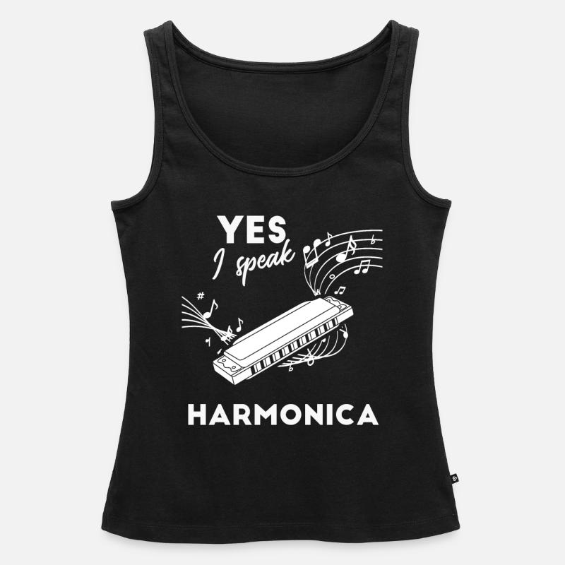 Harmonica - Harmonica Player - Partition - Débardeur bio Premium Femme - noir