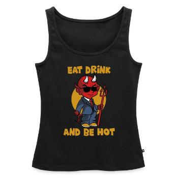 Manger, boire et avoir chaud - diable - Satan - Lucifer - Débardeur bio Premium Femme - noir - Devant - AI Model Female 172 light (172cm)