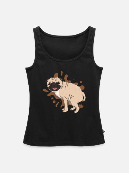 Mops kackt Kackhaufen - Frauen Premium Organic Tank Top - Schwarz