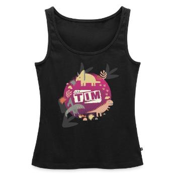 TIM - Beau nom de garçon avec de mignons dinosaures - Débardeur bio Premium Femme - noir - Devant - AI Model Female 172 light (172cm)