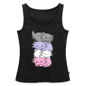 Cupiosexual Flag Axolotl Bunch Kawaii - Débardeur bio Premium Femme - noir - Devant - AI Model Female 172 light (172cm)