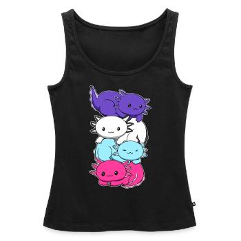 Drapeau multi-sexe axolotl pile kawaii - Débardeur bio Premium Femme - noir - Devant - AI Model Female 172 light (172cm)