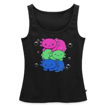 Drapeau polysexuel Axolotl Bunch Kawaii - Débardeur bio Premium Femme - noir - Devant - AI Model Female 172 light (172cm)