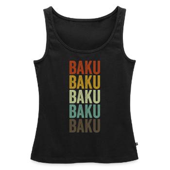 Baku Aserbaidschan Retro Vintage - Frauen Premium Organic Tank Top - Schwarz - Vorne - AI Model Female 172 light (172cm)