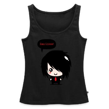 EMO Vit | Vêtements Emo garçons | | Emocore Emo Musique - Débardeur bio Premium Femme - noir - Devant - AI Model Female 172 light (172cm)