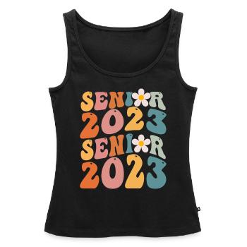 Senior 2023 - Débardeur bio Premium Femme - noir - Devant - AI Model Female 172 light (172cm)