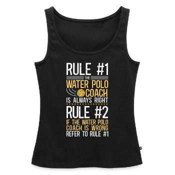 Entraîneur de Water Polo Vintage Règle #1 - Débardeur bio Premium Femme - noir - Devant - AI Model Female 172 light (172cm)