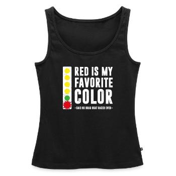 Le rouge est ma couleur préférée Aucun coureur de bateau de dragster jamais - Débardeur bio Premium Femme - noir - Devant - AI Model Female 172 light (172cm)