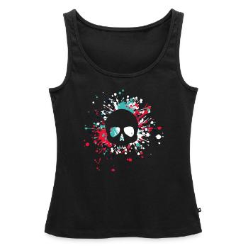Éclaboussure de couleur de crâne d'Halloween - Débardeur bio Premium Femme - noir - Devant - AI Model Female 172 light (172cm)