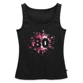 Nombre 80e éclaboussure de couleur - Débardeur bio Premium Femme - noir - Devant - AI Model Female 172 light (172cm)