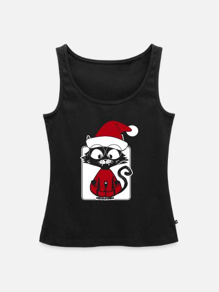 Katze Weihnachtsmann - Frauen Premium Organic Tank Top - Schwarz